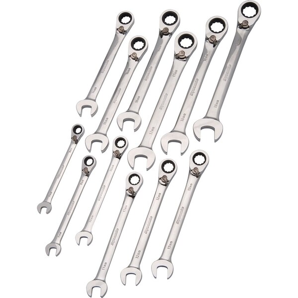 Tools 12Pcs Metric Reversible, Combo Ratcheting Wrench Set, 8mm - 19mm